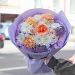 Шикарный круглый букет с садовой розой